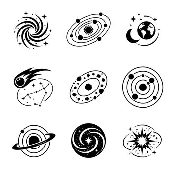 black and white circles vector astronom galaxy