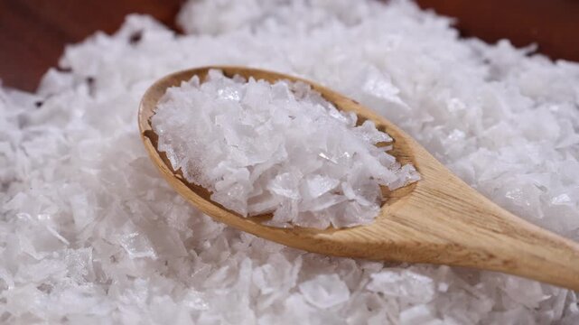 Natural Sea Salt in Wooden Spoon
