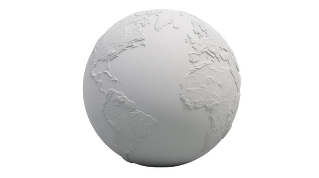 Monochromatic textured globe showing continents, isolated on transparent background