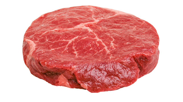 Raw marbled beef steak fresh red meat with visible fat marbling, isolated on transparent background