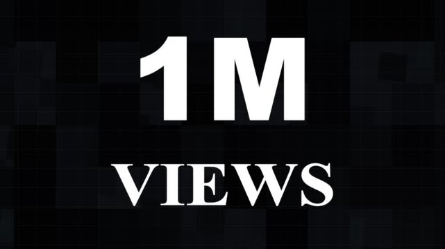 The animated 1M text effect motion video. 1M views subscribers celebration text animation and congratulations for 1m on black background