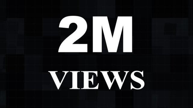 The animated 2M text effect motion video. 2M views subscribers celebration text animation and congratulations for 2m on black background