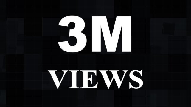 The animated 3M text effect motion video. 3M views subscribers celebration text animation and congratulations for 3m on black background