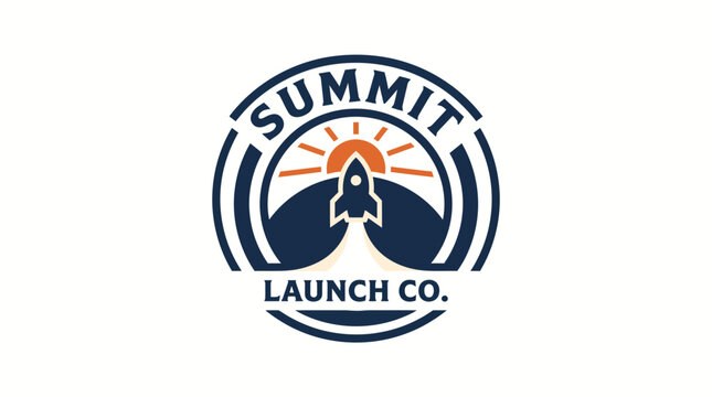 Summit Launch Co logo design Modern Heritage Brand Launch, A premium modern vintage emblem inspired by pioneering ventures, ambitious founders, and milestone achievements.