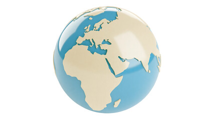 Fototapeta premium Stylized globe showing Europe and Africa, isolated on transparent background