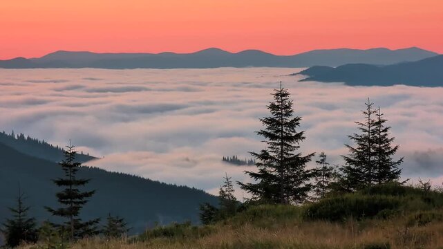 Amazing summer  sunrise in Carpathian mountains, Drahobrat