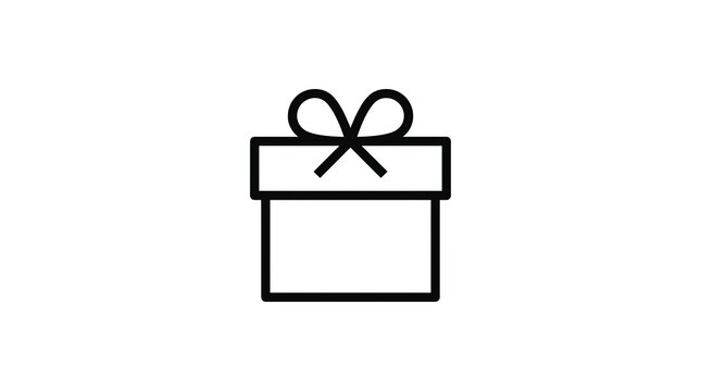 Gift box outline icon. Minimalist present symbol for web and mobile app interface design.