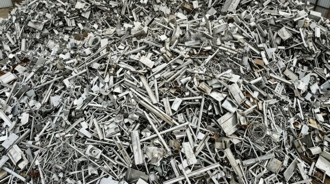 Large pile of assorted aluminum scrap metal recycling