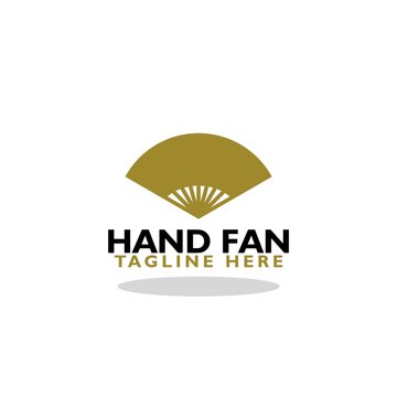 Hand fan logo icon with shadow