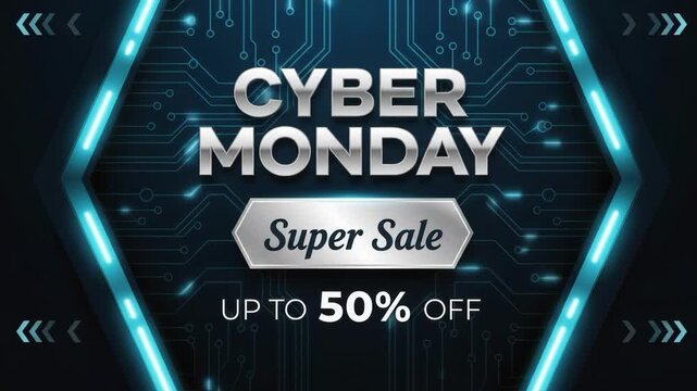 Cyber monday super sale banner with circuit board design