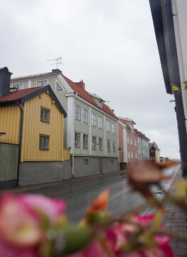 Colorful wooden houses on a quiet street
