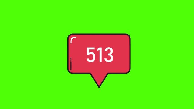 Social Media Notification Counter on Green Screen