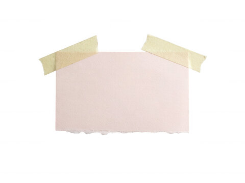 Pink paper note attached with adhesive tape isolated on a transparent background for professional mockup designs