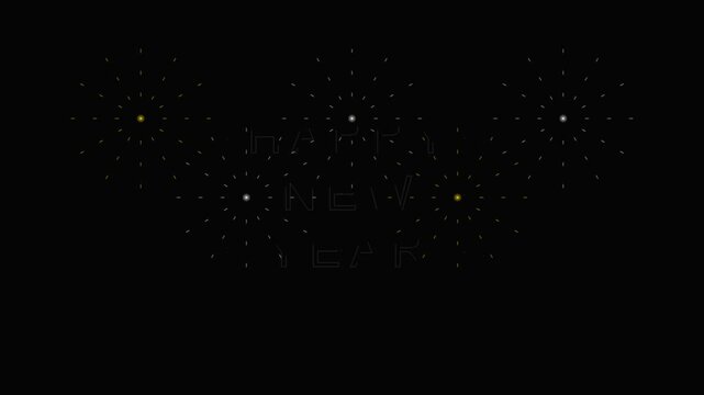 Minimalist Monoline Fireworks Animation for New Year Celebration