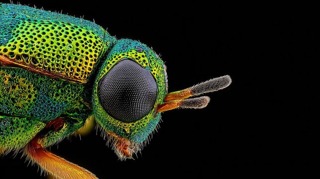 Vibrant Macro Image of Colorful Insect with Detailed Texture and Features