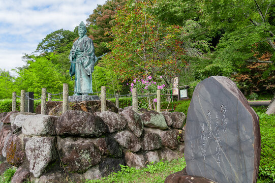那珂川町に立つ武茂泰宗の銅像と歌碑/Statue and Poem Monument of Bumo Yasumune in Nakagawa-machi