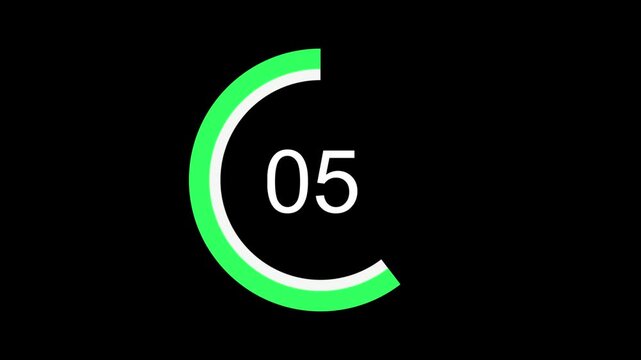 Number 05 Circular Progress Loading Animation on Black Background