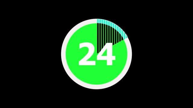 Number 24 Circular Progress Loading Animation on Black Background