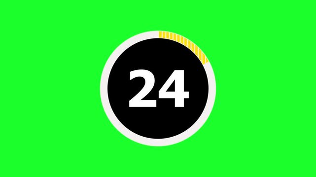 Number 24 Circular Progress Loading Animation on Green Screen