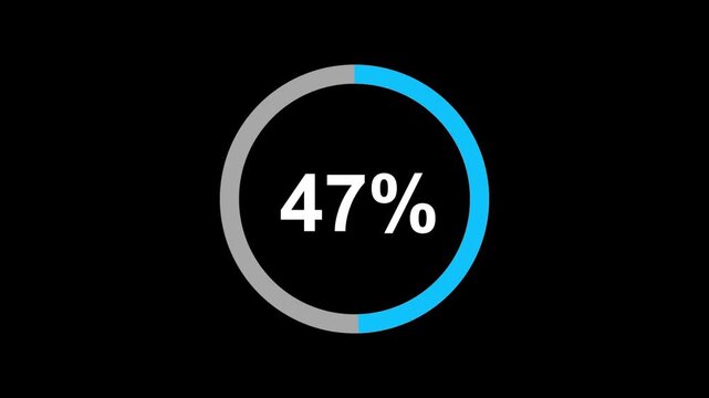 47 Percent Circle Progress Loading Bar Animation on Black Background