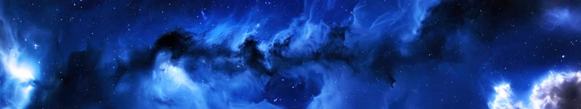 Panoramic Seamless Loop of a Luminous Blue Nebula and Dense Starfield in Deep Space