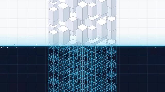 Isometric 3D bar chart with a single blue highlighted column on a white grid background.