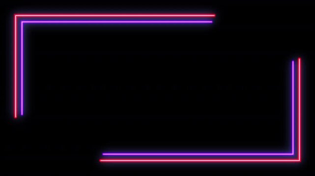Abstract red and blue neon light border frame lines on aoverlay Transparent  background for digital screen display and modern graphic design decoration