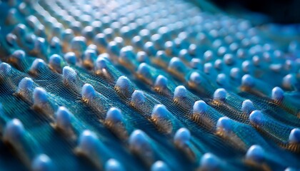 Fototapeta premium close up of high tech fabric fibers with tiny air pockets for insulation