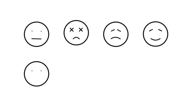 Animated Emoji Icons Set Showing Various Facial Expressions And Emotions On White Background