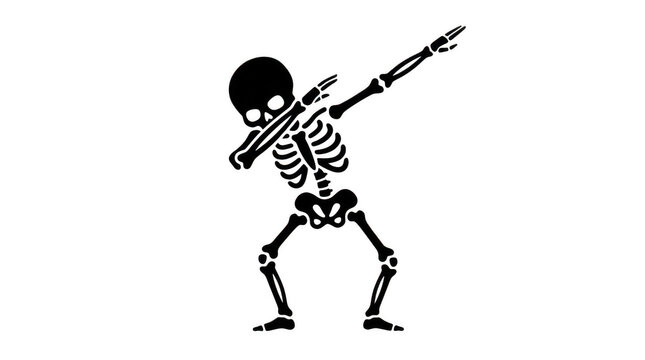 Dabbing skeleton illustration isolated on transparent background
