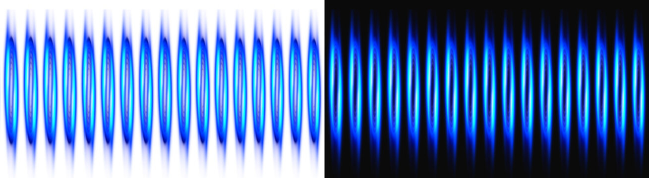 PNG image of Glowing vertical blue light streaks arranged in perfect parallel lines creating abstract energetic futuristic digital motion effects on transparent background