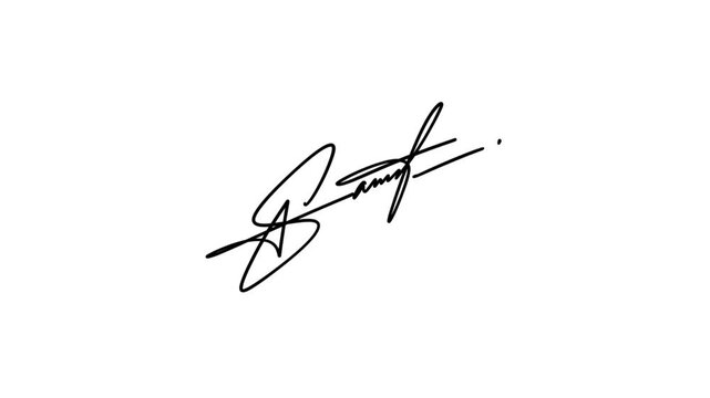 Hand Drawn S Signature Write On Animation on Clean White Background