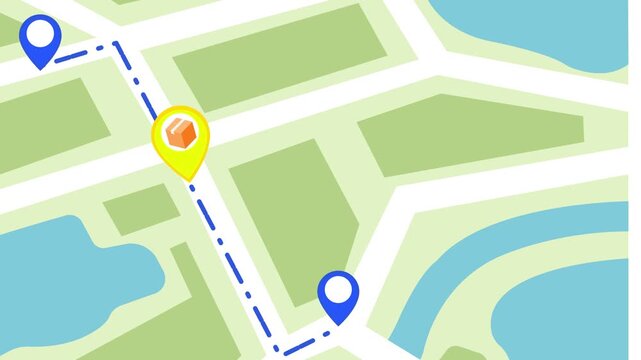 gps parcel navigation route map location tracking animation