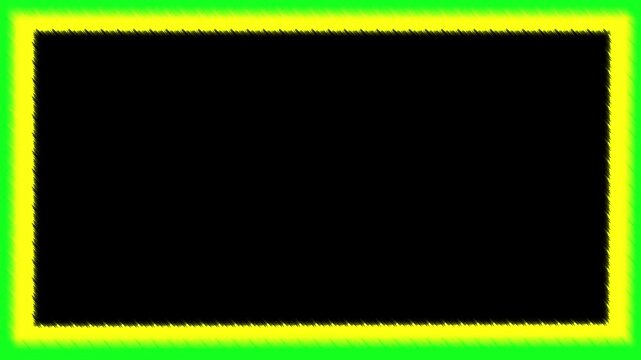 Neon Green and Yellow Glowing hand drawn sketchy Frame Overlay. 4K Video