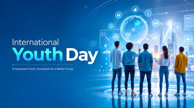 International Youth Day Future Workforce Digital Innovation and Technology Leadership Concept