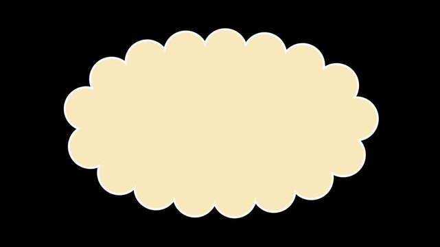 Cute Pastel yellow oval scalloped vintage frame looping animation on black