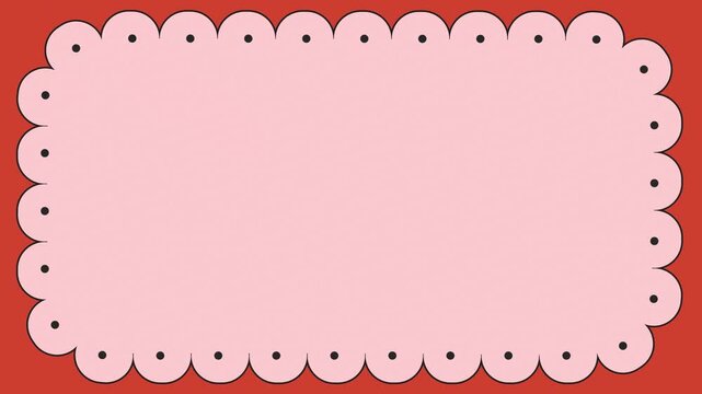 Retro pink and red cute horizontal scalloped animated vector rectangular frame vintage loop