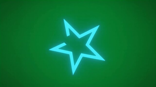 Glowing neon star shape outline animation isolated on green screen background HD video for video editing