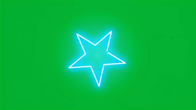 Simple glowing neon star icon animation isolated on green screen background HD video for video editing
