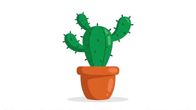 Illustration of a green cactus in a terracotta pot.