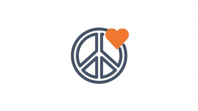 Pulsing peace sign icon with heart business analytics