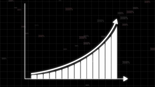 White bar chart chart data animation displays exponential growth. Bar chart graph interface details include falling decline pillars. Chart data animation layout looks minimal.