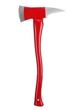 Professional Red Firefighter Axe with Pick Head Isolated on White Background for Emergency and Rescue Concepts