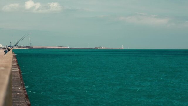 Distant View of Pier on the Coast of Dover