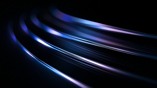 Abstract Glowing Blue Light Trails on Dark Background