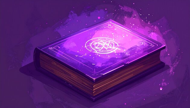 Mystical glowing ancient book with cosmic energy.