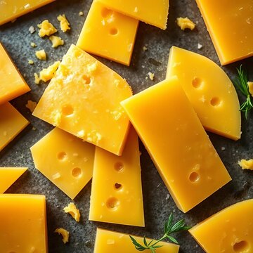 Golden-hued Parmesan cheese slices arranged artfully, parmesan, Italian food