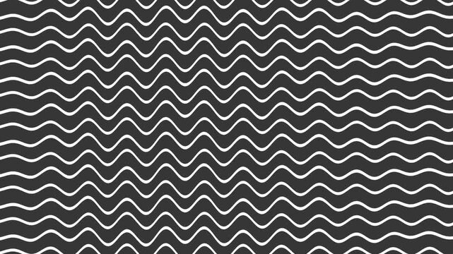 Abstract wave pattern white wavy lines on dark grey seamless loop background