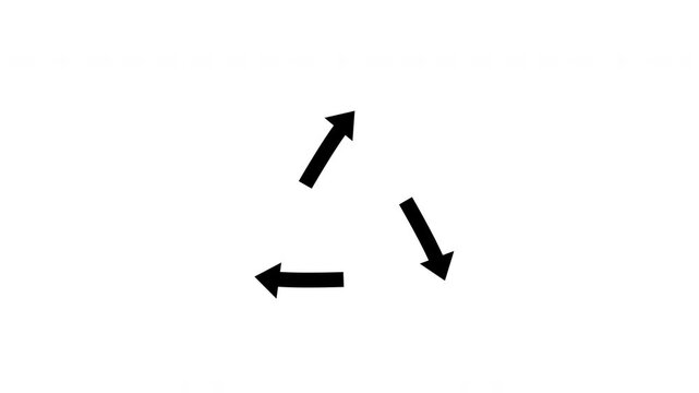Hand drawn recycling symbol animation with rotating arrows on white background for environmental campaigns and eco friendly video projects.