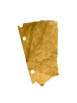 Small Torn Kraft Paper Piece Isolated On White Background